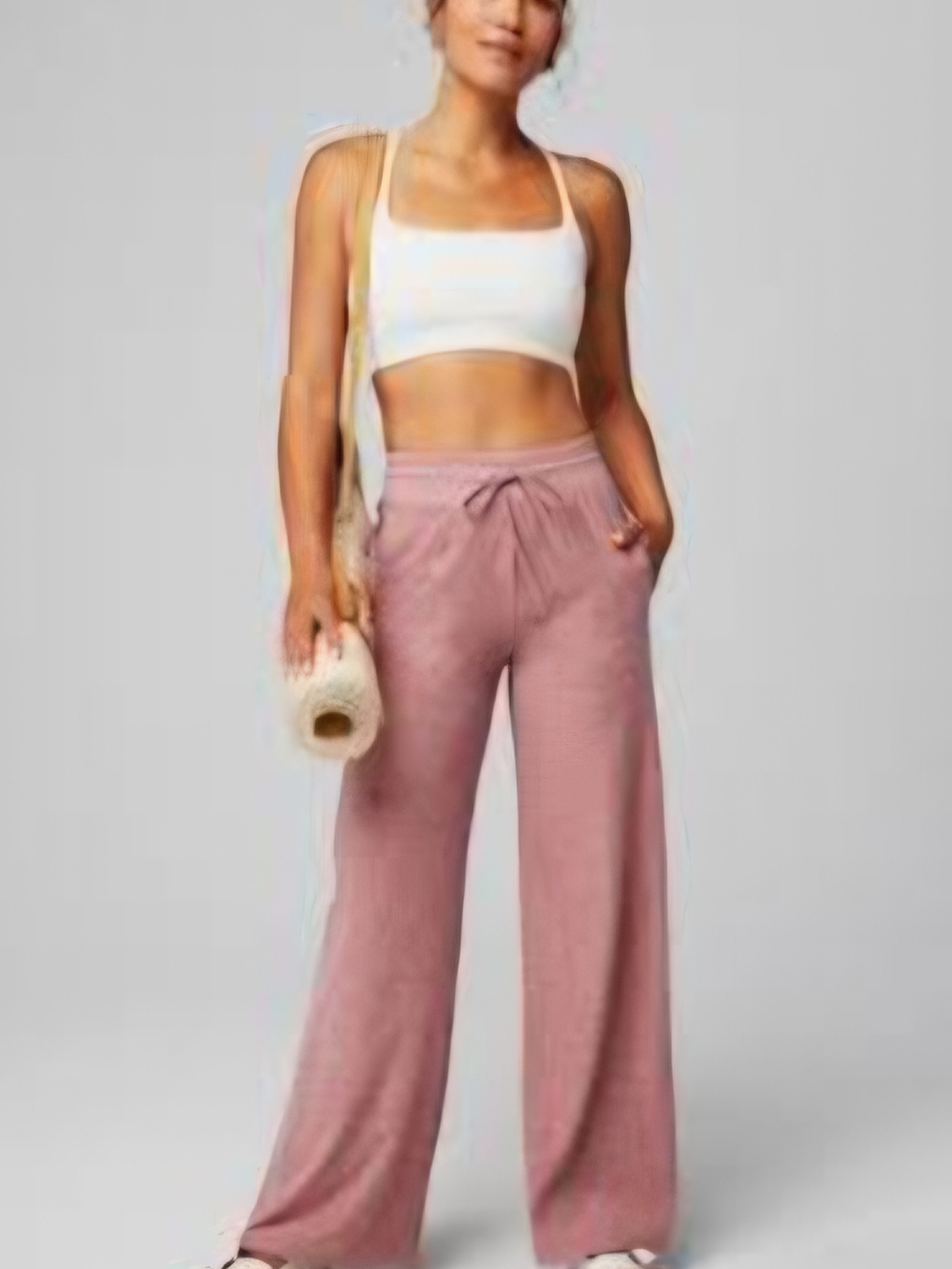 Fabletics "Cloud" Jersey Wide-Leg Drawstring Pants in Dusty Rose Sz Xs